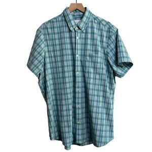 Mizzen + Main Leeward Collection Short Sleeve Button Down Plaid Shirt XL No iron